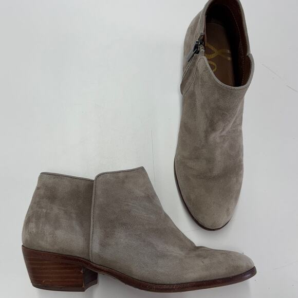 Sam Edelman Boots Womens 7 Grey Petty Suede Ankle Booties Leather - Picture 1 of 9